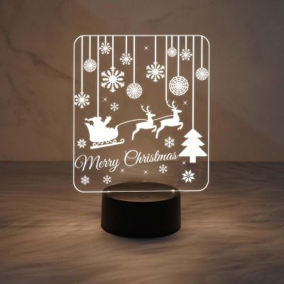 Merry Christmas Santa Night Light | 3D LED Illusion Lamp with Warm White Light | USB Powered